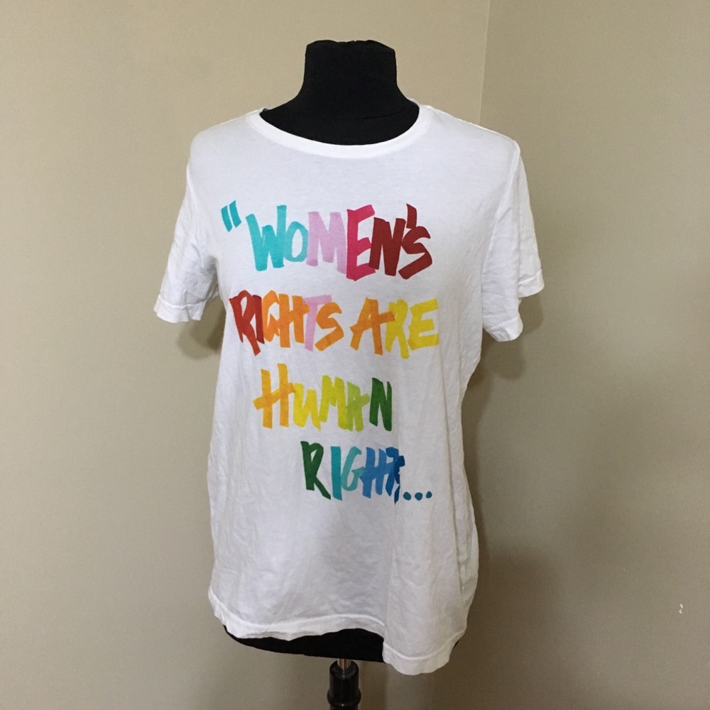 RARE Women’s Rights Rainbow White Tee Size Large.